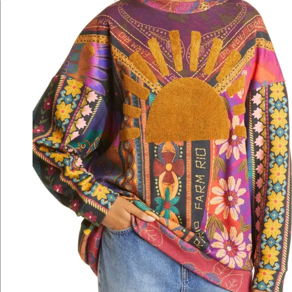 FARM Rio Tops - NWT Farm Rio Mixed Scarves Sweatshirt Style 294955 XS